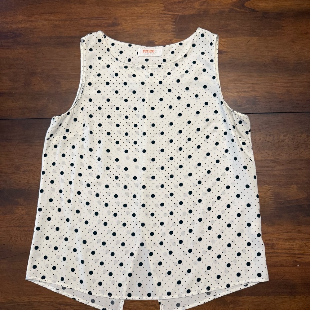 Renee C. White Tank Top with Black Polka Dots